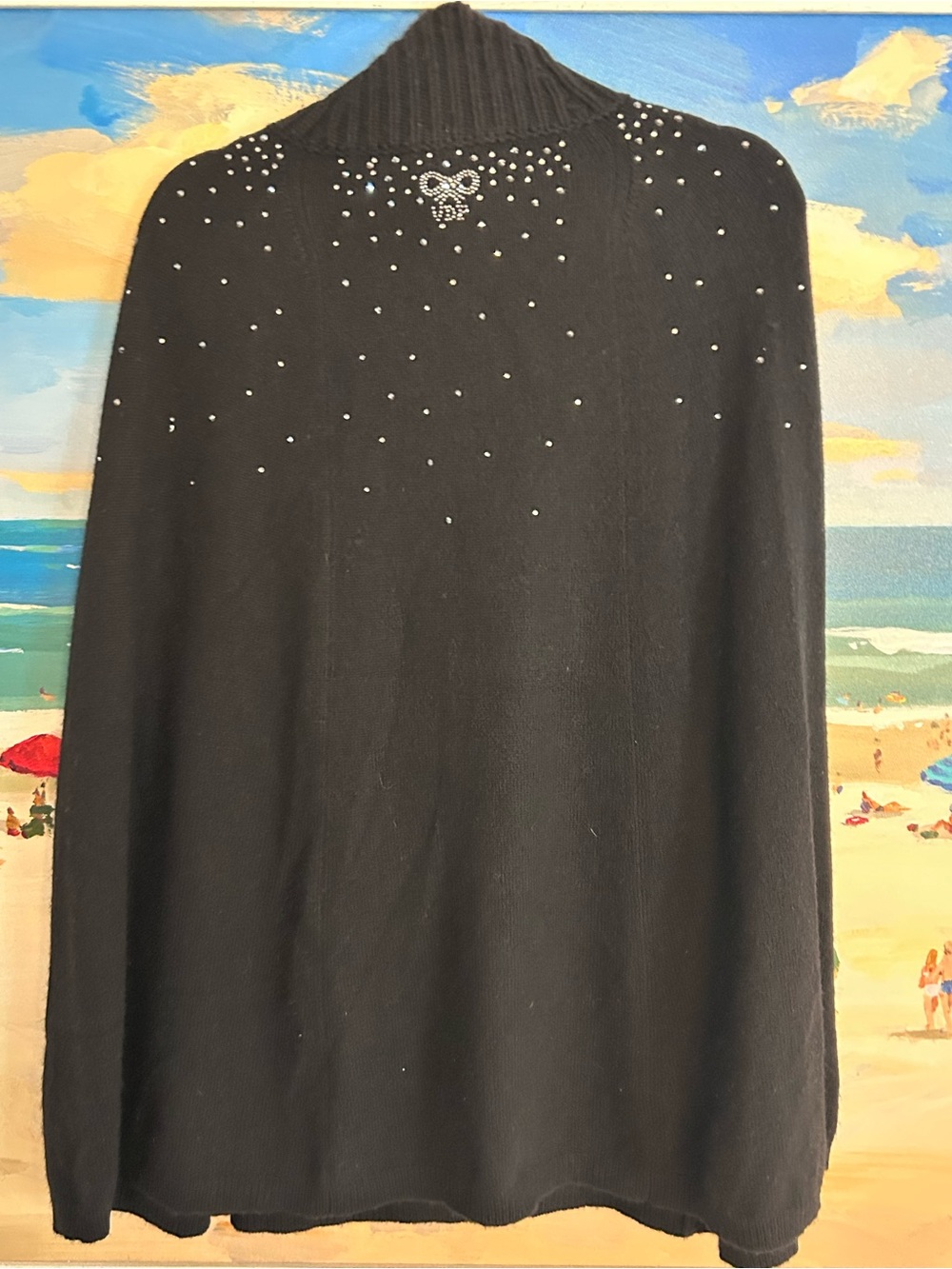 VDP Embellished Black Sweater Cape Zip up details - Picture 4 of 15